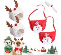 Adorable Gorro Navideño con Pompón, Gorro Navideño Ajustable para Perro, Gorro Navideño para Perro, Disfraz De Papá Noel para Gato, Decoración para Árbol De Navidad (2D,Large)