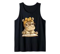 Adorable Gusano de Biblioteca hipopótamo con Diadema Camiseta sin Mangas