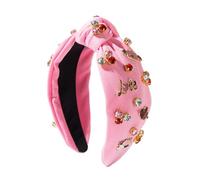Adorable Heart Headband, Rhinestone Jeweled Hairband, Valentines Day Headband, Crystal Beaded Wide Hairband 13x17cm for Valentines Day, Indoor, Outdoor, Present, Pink, Red Color