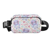 Adorable hipopótamo blanco para mujer, riñonera antirrobo, impermeable, personalizada, bolsa de cintura de viaje, adorable hipopótamo blanco, 8 x 5.3 x 2.3 pulgadas, divertido y lindo, adorable