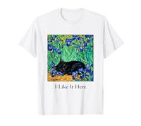 Adorable I Like It Here Sleeping Black Cat Van Gogh Pintura Camiseta