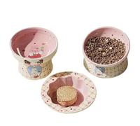 Adorable Juego de 3 comederos para Gatos Devon Rex, de cerámica. Incluye Bebedero, comedero Inclinado y Plato Hondo. C