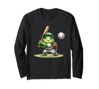 Adorable Jugador de béisbol Tortuga golpeando Pelota Manga Larga