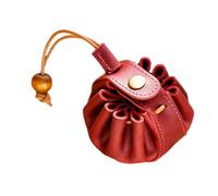 Adorable Leather Drawstring Coin Purse, Portable Leather Wallet, Car Key Case Wallet, Key Storage Organizer, Leather Coin Pouch, Small Soft Portable Coin Purse Pouch Car Key Case Wallet for Men Women