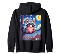 Adorable mapache sosteniendo corazón ilustración gráfica Sudadera con Capucha