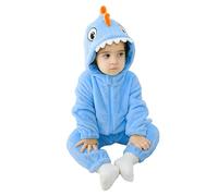 Adorable Mono con Estampado de Dinosaurio para niños, Mono para bebé, diseño de Animal, Traje para niño pequeño, broches en la Entrepierna, fácil de Cambiar pañales, Color Azul.
