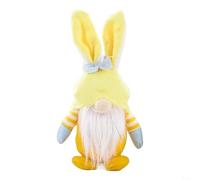 Adorable muñeca de gnomo de Pascua hecha a mano, adorno de tela suave sin rostro para decoración del hogar de temporada y actividades infantiles (amarillo)