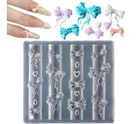 Adorable Nails Silicone Mold, 3d Heart Bow Nail Charm Mould, 10/10/3 Centimeters Ribbon Heart Manicure Tool, Cute Reusable Beauty Care for Women, Home and Salon Use
