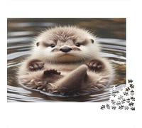 Adorable Nutria Nadando Puzzles 1000 Piezas Papel Reciclado para Adultos Puzzle para Adultos Juego desafiante Regalo Divertido para casa Excelente Idea de Regalo Partir de 12 años 52x38cm/1000pcs