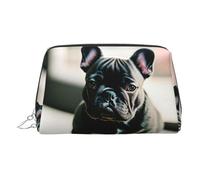 Adorable organizador de maquillaje de bulldog francés, listo para viajar, bolsa de aseo portátil para mujer, Silver, Talla única, Neceser
