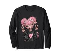 Adorable Oveja Linda con el Pelo Rosa Divertido diseño de Dibujos Animados Manga Larga