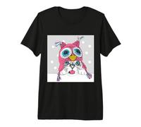Adorable Owl Kitty Cat Taste of Snow Cute Winter Christmas Camiseta Premium