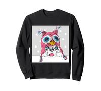 Adorable Owl Kitty Cat Taste of Snow Cute Winter Christmas Sudadera