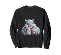 Adorable Padre hipopótamo y Dos bebés Sudadera