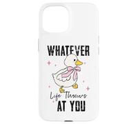 Adorable patito con lazo rosa Carcasa para iPhone 15