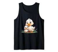 Adorable Patito y Pato Padre Dibujos Animados Camiseta sin Mangas