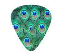 Adorable pavo real verde,12 púas de guitarra, 3 grosores diferentes para guitarra acústica, bajo y ukelele