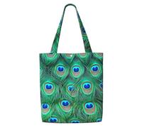 Adorable pavo real verde,Bolsas de supermercado reutilizables, bolsas de compras, bolsas de lona de gran capacidad, bolso de hombro