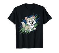 Adorable Pequeño Lobo Cachorro Lindo Feliz Dibu Camiseta