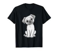 Adorable Perro Carlino Cachorro Bosquejo Lindo Perro Animal ilustración Camiseta