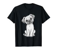 Adorable Perro Carlino Cachorro Bosquejo Lindo Perro Animal ilustración Camiseta gráfica económica