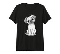 Adorable Perro Carlino Cachorro Bosquejo Lindo Perro Animal ilustración Camiseta Premium