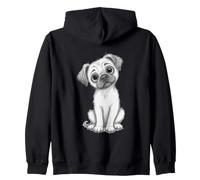 Adorable Perro Carlino Cachorro Bosquejo Lindo Perro Animal ilustración Sudadera con Capucha
