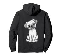 Adorable Perro Carlino Cachorro Bosquejo Lindo Perro Animal ilustración Sudadera con Capucha