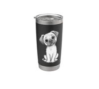 Adorable perro carlino cachorro bosquejo lindo perro animal ilustración Vaso térmico de acero inoxidable de doble pared