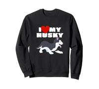 Adorable Perro Husky Siberiano con Texto en inglés I Love My Husky Sudadera