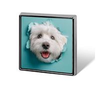 Adorable perro mirando desde un agujero unisex broches y alfileres cuadrados ligeros de solapa joyería para ropa, chal sombrero