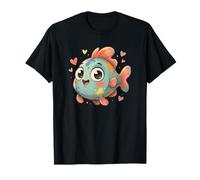 Adorable pez de Amor de Dibujos Animados Pastel arcoíris Kawaii Camiseta