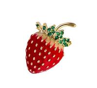 Adorable pin de diseño de fresa, clip seguro para ropa, versátil y elegante, joyería para trajes casuales, regalo, elegante sombrero de fresa