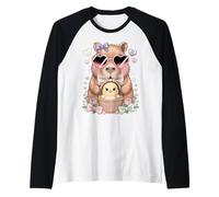 Adorable Pollito de Pascua Lindo Capibara Huevo Caza niños niñas Camiseta Manga Raglan