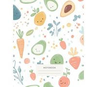 Adorable Produce Notebook: Brighten your day with this Cheerful Veggie & Fruit-Themed Notebook, featuring adorable smiling avocados, carrots, and other healthy delights
