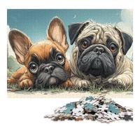 Adorable Pug Duo - Rompecabezas de Madera de 500 Piezas para Adultos, Juego Educativo, Juguete de desafío, 500 Piezas (52 x 38 cm)