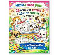 Adorable Puppies and Kittens Coloring Book: 50 Cute and Simple Illustrations for Kids to Color and Enjoy!