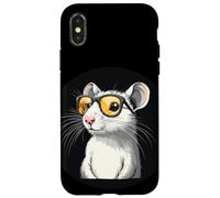 Adorable rata blanca con lindas gafas para los amantes de los ratones Carcasa para iPhone X/XS
