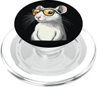 Adorable rata blanca con lindas gafas para los amantes de los ratones PopSockets PopGrip para MagSafe