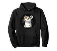Adorable rata blanca con lindas gafas para los amantes de los ratones Sudadera con Capucha