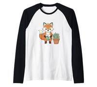 Adorable riego de Plantas de Animales Lindos jardineros Zorros Camiseta Manga Raglan