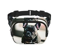 Adorable riñonera cuadrada con estampado de bulldog francés, para entrenamiento, senderismo, correr, viajes, gimnasio, bonita cremallera a la moda