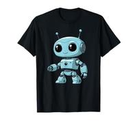 Adorable Robot Azul Dibujos Animados Kawaii Niños Ciencia Ficción Camiseta