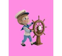 Adorable Sailor Boy Notebook With Pink Background For Kids, Girls & Teens-8x10 inch, 250 Wide Ruled Pages, Matte Finish Cover: Cute Sailor Boy ... For School, College & Personal Use & Gifting