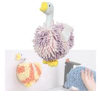 Adorable Swan-Shaped Hand Towel,Cute Fuzzy Chenille Animal Shaped Hanging Towel with Hanging Loop,Super Absorbent Quick Drying Decorative Towels for Kitchen,Bathroom,and Sink Areas (Purple 1)