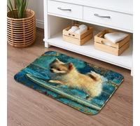 Adorable tapete de baño de rompecabezas de Pomerania, diseño artístico de animales, colorido, antideslizante, decoración del hogar, espuma viscoelástica, lavable, 20 x 32 pulgadas