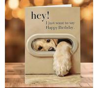 Adorable tarjeta de felicitación de cumpleaños de raza de perro con diseño de pastor alemán Pitbull Spaniel Cocker Bernese y Pug en papel marrón robusto para los amantes de las mascotas, 17 cm (j)