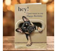Adorable tarjeta de felicitación de cumpleaños de raza de perro con diseño de pastor alemán Pitbull Spaniel Cocker Bernese y Pug en papel marrón robusto para los amantes de las mascotas, 17 cm (G)