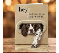 Adorable tarjeta de felicitación de cumpleaños de raza de perro con diseño de pastor alemán Pitbull Spaniel Cocker Bernese y Pug en papel marrón robusto para los amantes de las mascotas, 17 cm (C)