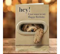 Adorable tarjeta de felicitación de cumpleaños de raza de perro con diseño de pastor alemán Pitbull Spaniel Cocker Bernese y Pug en papel marrón robusto para los amantes de las mascotas, 17 cm